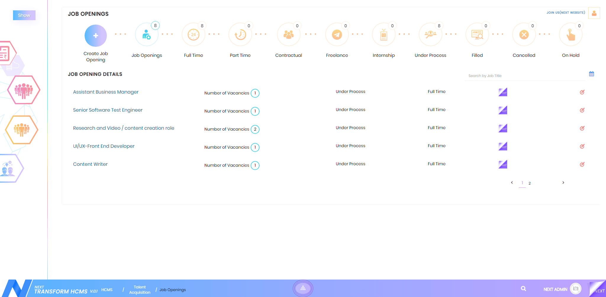 Next Inc - Job Openings Management